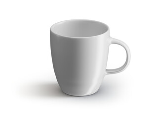 Blank white ceramic classic coffee mug cup mockup template isolated on transparent background.