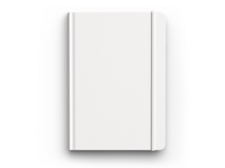 Blank empty notebook cover mockup template isolated. 3D illustration. Top view.