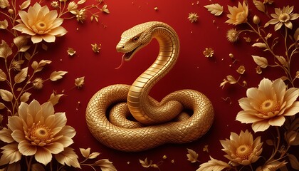 golden cobra on red