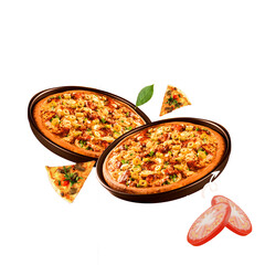 Delicious pizza on a wooden board