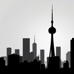 City skyline silhouette against a beautiful sunset with vibrant colors silhouetted skyline cityscape architecture illustration building city vector