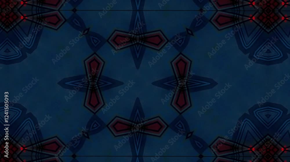 Poster abstract geometric pattern featuring rich red and blue colors, creating a vibrant visual effect