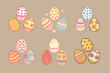 A Bundle of Cute Painted Eggs vector cartoon illustration Easter day
