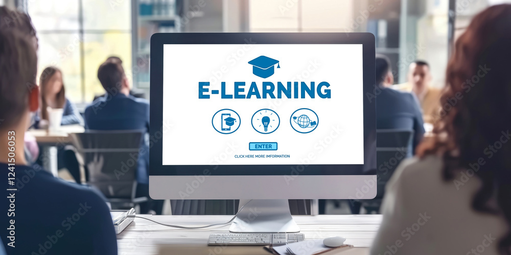 Poster e-learning website with brisk sofware for student to study online on the internet network
