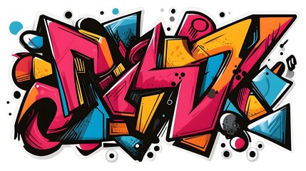 Abstract Colorful Graffiti Art with Dynamic Shapes and Patterns on Urban Wall