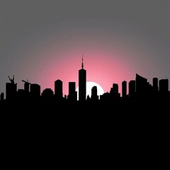 Obraz premium City skyline black cityscape silhouette with high bulduings silhouetted skyline cityscape architecture illustration building city vector
