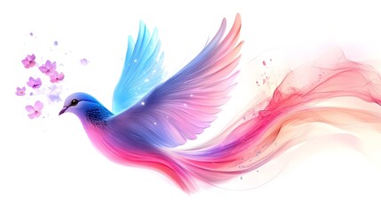 Obraz premium Majestic Avian Spirit Enchanting Colorful Bird in Flight with Ethereal Feathers
