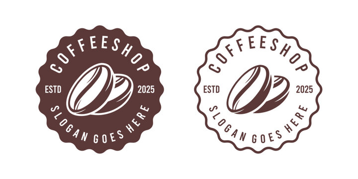 Coffee shop logo. Retro badge coffee beans stamp logo vector design. premium coffee shop bar brand