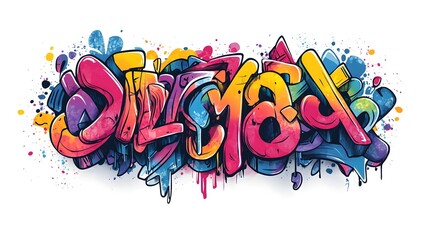 Vibrant Graffiti Art on Urban Wall with Colorful Spray Paint Strokes and Drips