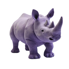 Fototapeta premium Playdough Rhino Figurine in Solid transparent background Perfect for Creative Art and Craft Projects