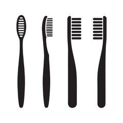 Black toothbrushes, minimalist design, silhouette vector art illustration 