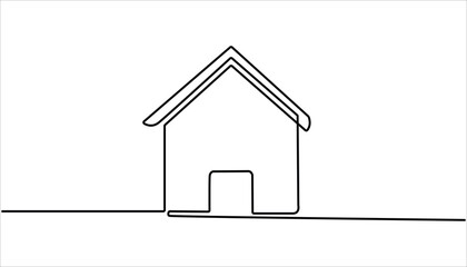 Home icon continuous one line drawing. minimalist house icon. One line art cottage building.