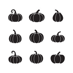 Silhouette pumpkins food , black and white illustration 