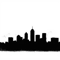 Fototapeta premium Night cityscape in line art with a moon stars and street lamps silhouetted skyline cityscape architecture illustration building city vector