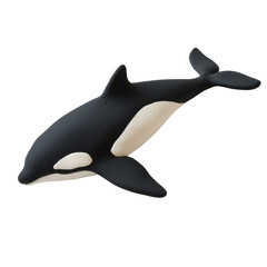 Obraz premium Realistic Playdough Sculpted Orca on transparent background for Artistic and Creative Projects