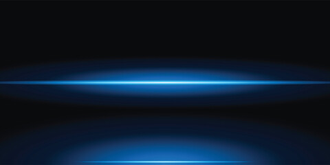 Laser lines of light. Horizontal neon light. Neon blue horizontal speed lines. Glowing stripes. Laser beams.light Beautiful color