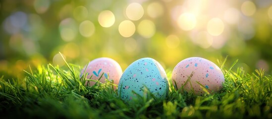 Easter eggs grass spring sunrise greeting