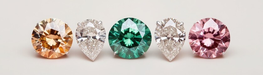 Fototapeta premium A stunning collection of colorful gemstones showcasing unique cuts and vibrant hues, perfect for jewelry design and elegance.