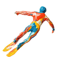 Obraz premium Colorful Playdough Skater Figure in Action with Solid transparent background for Creative Displays and Art Projects