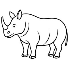 Minimalist Rhino Line Art Vector