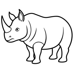 Minimalist Rhino Line Art Vector