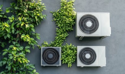 Eco-Friendly Air Conditioning Units on a Greenery Wall