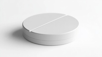 Minimalist White Round Pill or Tablet Surface Against Simple Background