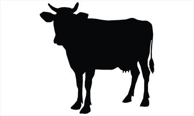 black silhouette of a cow
