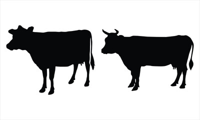 cow silhouette vector set 