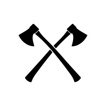 Old crossed axe icon silhouette icon flat vector illustration design.