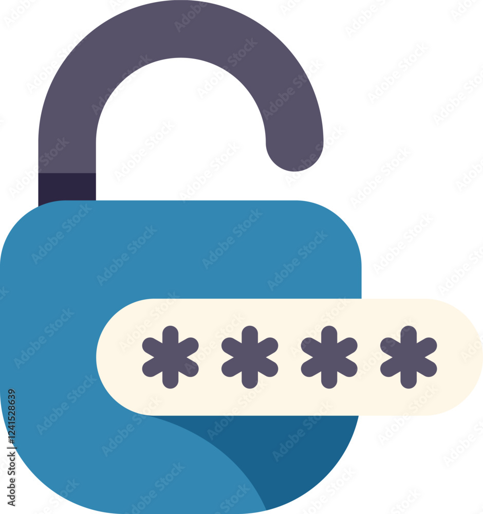 Poster opened lock is showing access to private data with password providing security and privacy for onlin