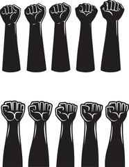 Silhouette of a Group of People Raising Fist