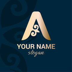 Logo in the form of the letter A with Kazakh ornament