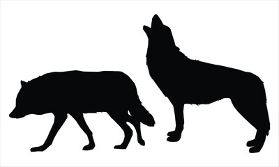 silhouette set  of wolf isolated on a white background