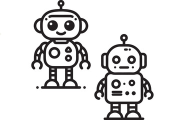 funny cartoon robot set