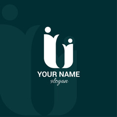 Logo with children in the form of the letter U. Family logo