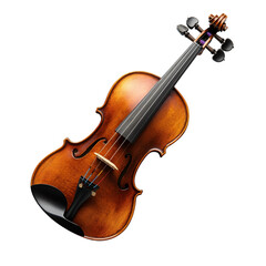 Fototapeta premium Exquisite polished violin classical musical instrument isolated transparent background