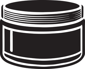 Minimalist silhouette of a body scrub jar icon, ideal for skincare, cosmetics, and beauty product designs. Perfect for branding, packaging, and digital use.