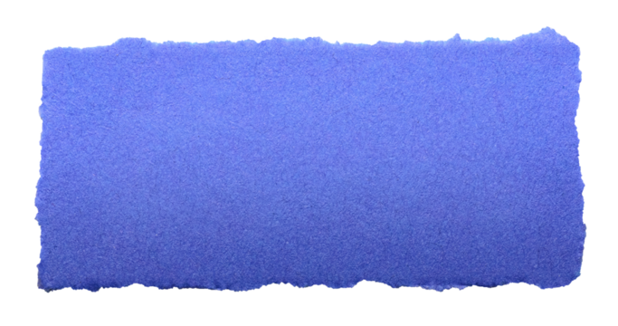 Isolated cut out torn piece of blank blue gradient paper note cardboard with texture and copy space for text, transparent png background design element