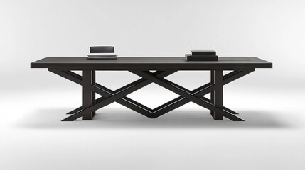 Contemporary Black Desk with Unique Geometric Base Design
