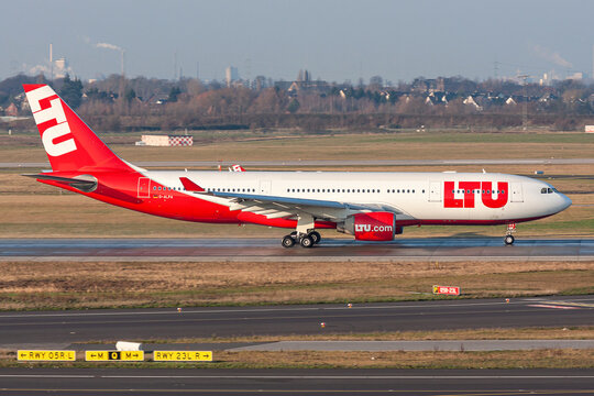 Dusseldorf, Germany - December 28, 2008: German LTU Airbus A330-200 with registration D-ALPA at Dusseldorf Airport