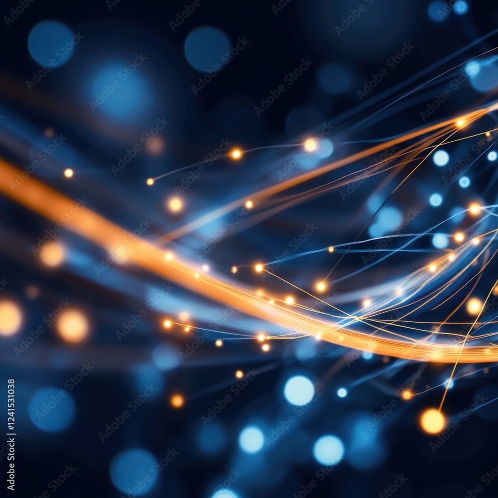 Poster dynamic flow of digital light patterns abstract environment visual artwork contemporary style high-t