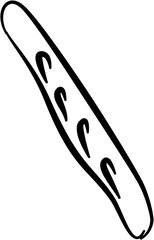 Bakery dessert. Hand drawn vector isolated doodle. Baguette 