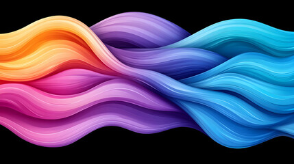 Obraz premium Abstract colorful wave design, flowing vibrant colors on black background, ideal for website banners