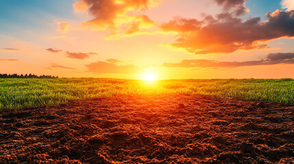 A barren desert with a shadow of a lush forest forming the words "[climate change]