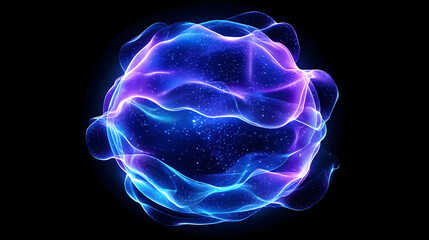 Abstract energy sphere, glowing cosmic nebula, dark background, science fiction concept art