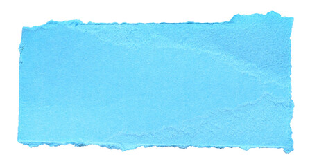 Isolated cut out torn piece of blank light blue paper note cardboard with texture and copy space...