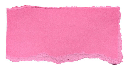 Isolated cut out torn piece of blank pink paper note cardboard with texture and copy space for...