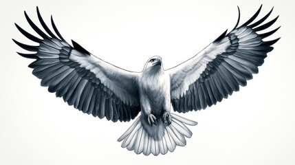 Obraz premium Majestic Flying Bird with Outstretched Wings and Detailed Feathers