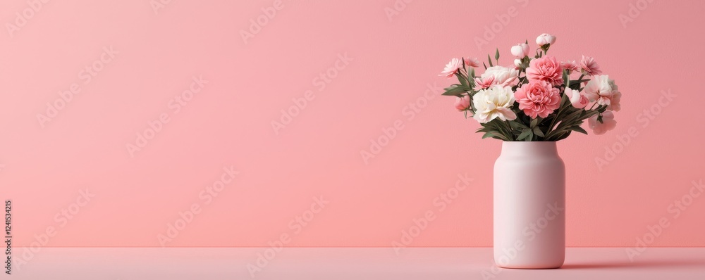 Poster Creating minimalistic botanical arrangements in pastel spring vases